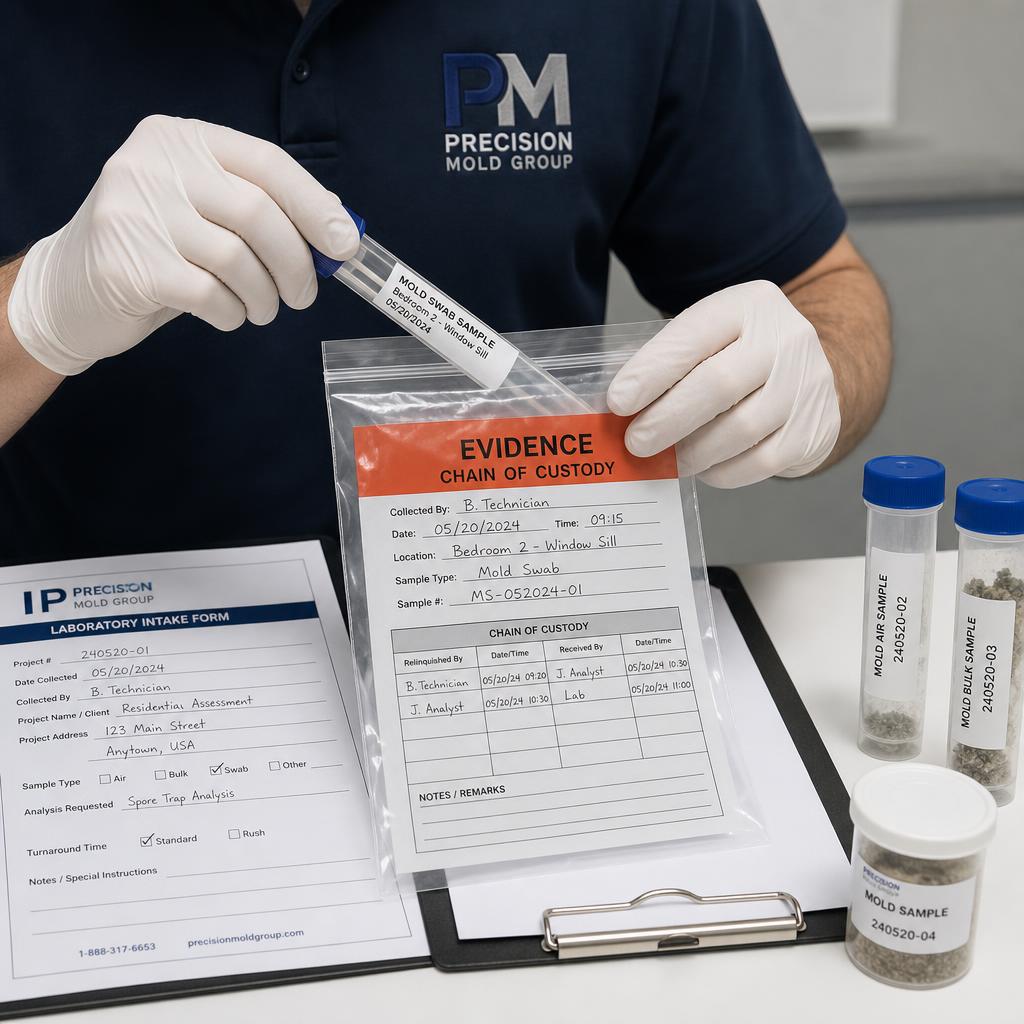 Independent laboratory analyzing mold samples collected from a West Covina property