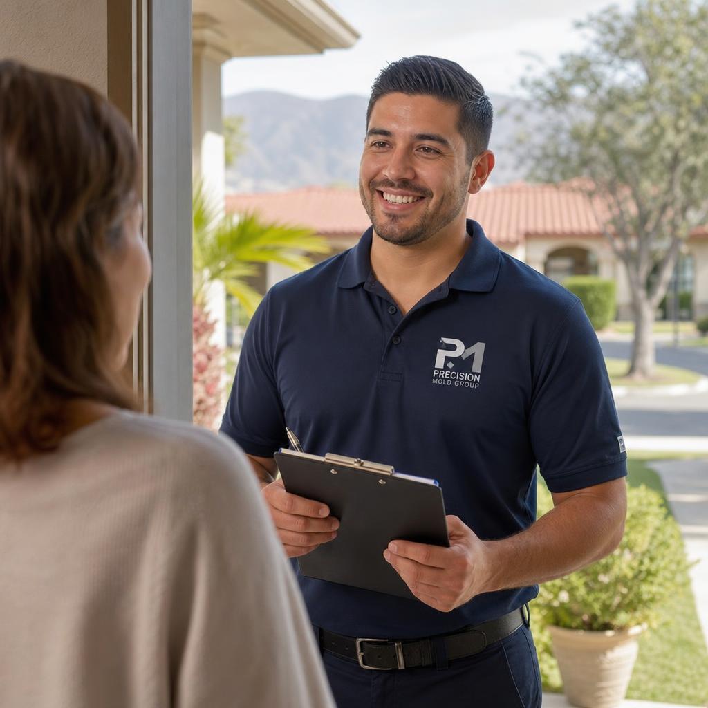 Certified mold inspector conducting a residential mold inspection inside a West Covina home